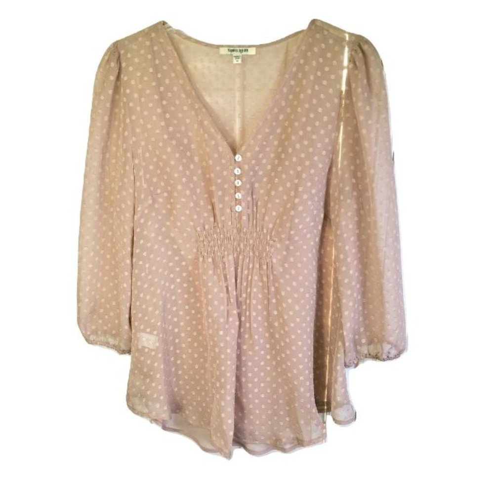 DANIEL RAINN ROSE PINK PEASANT POLKA DOT TUNIC TOP
